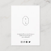 Chic Minimal White Custom Monogram Earring Display Visitenkarte (Rückseite)