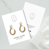 Chic Minimal White Custom Monogram Earring Display Visitenkarte