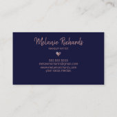 Chic minimalblau Imitate Kupferfolie Herz Visitenkarte (Rückseite)