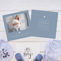 Chic minimale duskyblaue Foto Babydusche