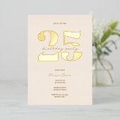 Chic minimalist 25th birthday folieneinladung (Stehend vorne)