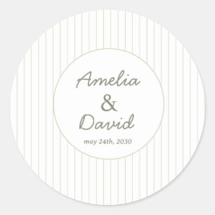 Chic minimalist gestreifte grüne Hochzeit Runder Aufkleber