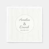 Chic minimalist gestreifte grüne Hochzeit Serviette (Vorderseite)