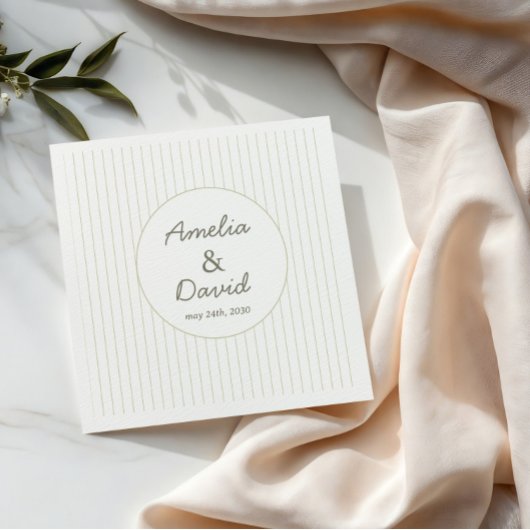 Chic minimalist gestreifte grüne Hochzeit Serviette