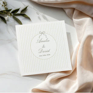 Chic minimalist gestreifte grüne Hochzeit Serviette