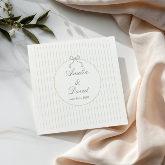 Chic minimalist gestreifte grüne Hochzeit Serviette