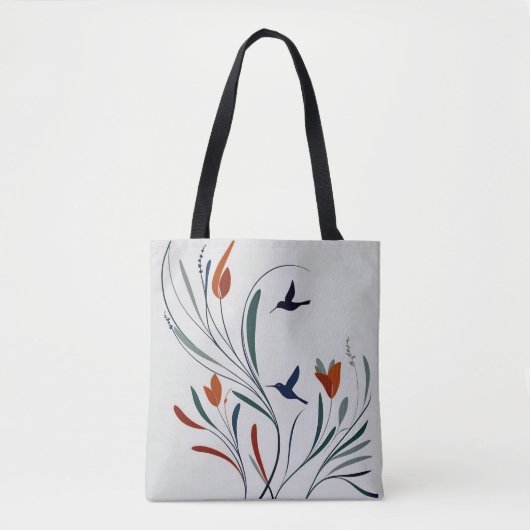 Chic minimalist Kalligraphie Kolibris Blume Tasche (Vorderseite)