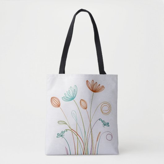 Chic minimalist kalligraphische Frösche und Blume Tasche (Vorderseite)