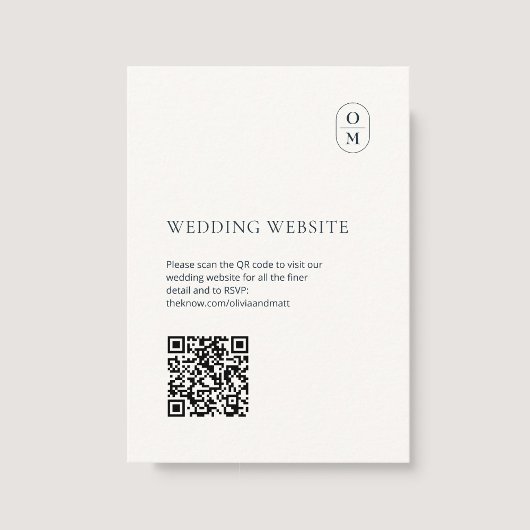 Chic Minimalist Monogram QR Wedding Website Begleitkarte
