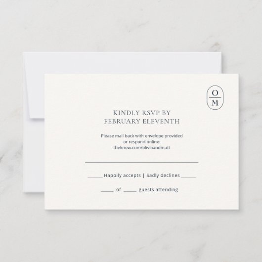 Chic Minimalist Monogram Wedding RSVP (Vorderseite)