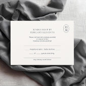 Chic Minimalist Monogram Wedding RSVP Karte