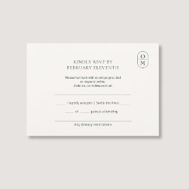 Chic Minimalist Monogram Wedding RSVP Karte