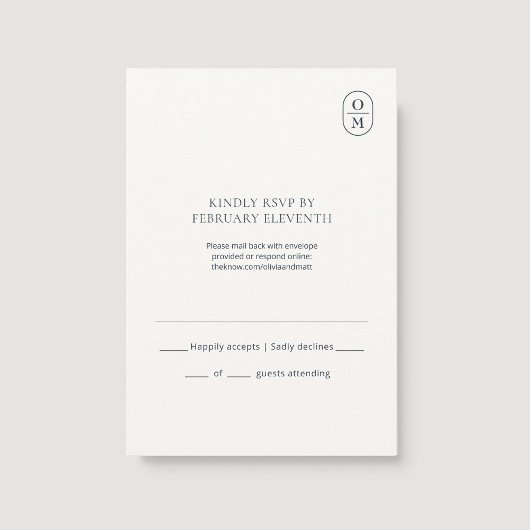 Chic Minimalist Monogram Wedding RSVP Karte