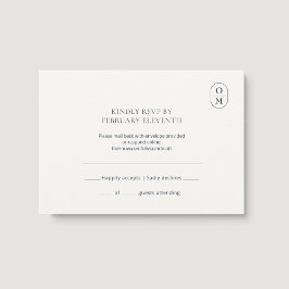 Chic Minimalist Monogram Wedding RSVP Karte