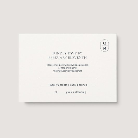 Chic Minimalist Monogram Wedding RSVP Karte