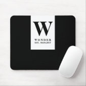 Chic Minimalist Monogramm | Schwarze Hochzeit Neuv Mousepad (Mit Mouse)