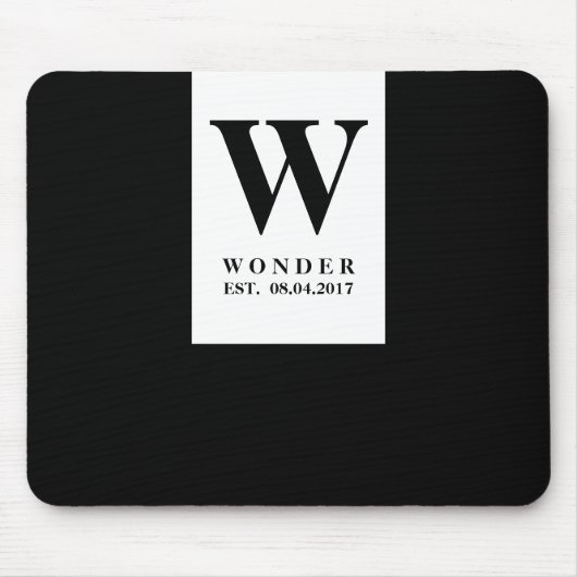 Chic Minimalist Monogramm | Schwarze Hochzeit Neuv Mousepad (Vorne)