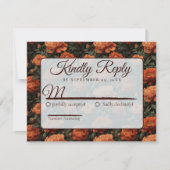 Chic Minimalist Peonies Romantic Wedding  RSVP Karte (Vorderseite)
