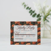 Chic Minimalist Peonies Romantic Wedding  RSVP Karte (Stehend Vorderseite)