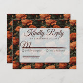 Chic Minimalist Peonies Romantic Wedding  RSVP Karte (Vorne/Hinten)