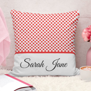 Chic minimalist rot und weiß Punkte benutzerdefini Kissen