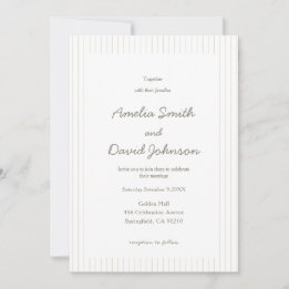 Chic Minimalist Stripe Green Wedding Invitation  Einladung