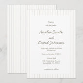 Chic Minimalist Stripe Green Wedding Invitation  Einladung (Vorne/Hinten)