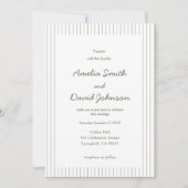 Chic Minimalist Stripe Green Wedding Invitation  Einladung (Vorderseite)