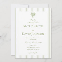 Chic Minimalist Stripe Green Wedding Invitation  Einladung