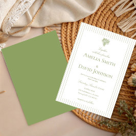Chic Minimalist Stripe Green Wedding Invitation  Einladung