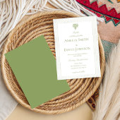 Chic Minimalist Stripe Green Wedding Invitation  Einladung