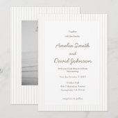 Chic Minimalist Stripe Green Wedding Invitation  Einladung (Vorne/Hinten)