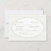 Chic Minimalist Stripe Green Wedding  RSVP Karte (Vorderseite)