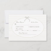 Chic Minimalist Stripe Green Wedding  RSVP Karte (Vorderseite)