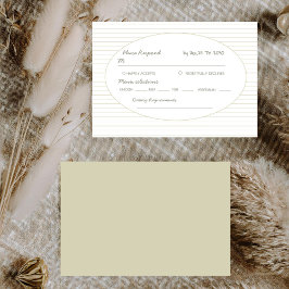 Chic Minimalist Stripe Green Wedding  RSVP Karte