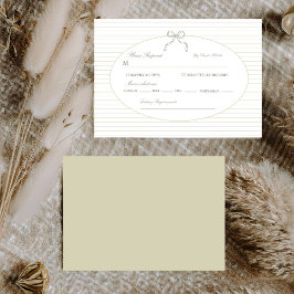 Chic Minimalist Stripe Green Wedding  RSVP Karte