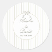 Chic Minimalist Stripe Green Wedding Runder Aufkleber (Vorderseite)