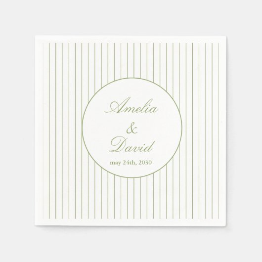 Chic Minimalist Stripe Green Wedding  Serviette (Vorderseite)