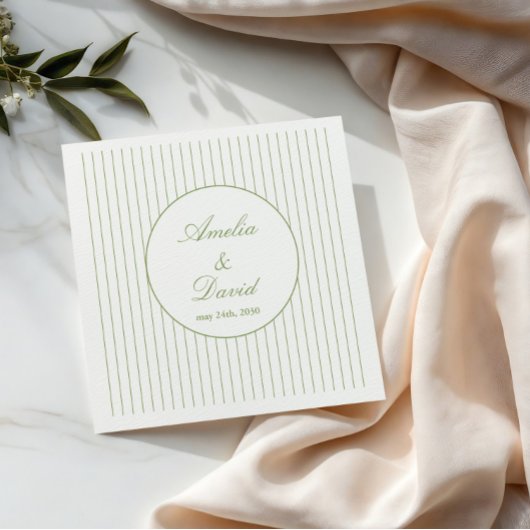 Chic Minimalist Stripe Green Wedding  Serviette