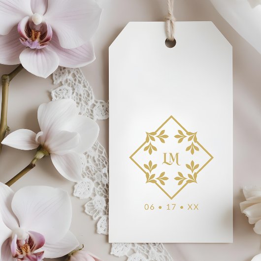 Chic Minimalist Wedding Design Botanical Monogram Gummistempel