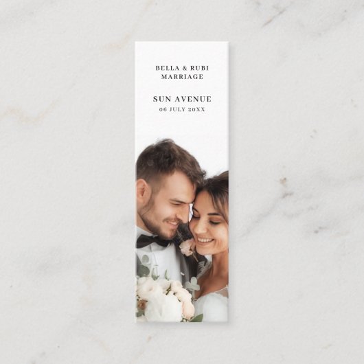 Chic Minimalist Wedding Favor Mini Bookmark Card Visitenkarte (Vorderseite)