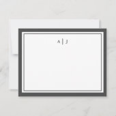 Chic Minimalistisch Ash Black Two Border Monogram Mitteilungskarte (Vorderseite)