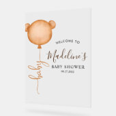 Chic Minimalistisch Bear Balloon Babydusche Acrylschild (Winkel)
