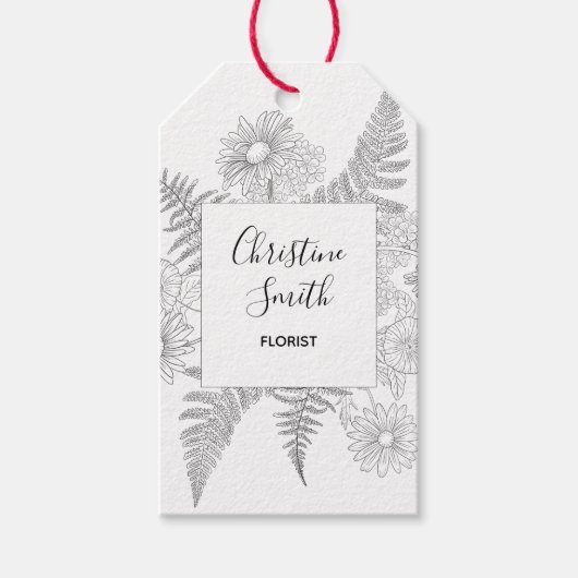 Chic Minimalistisch Black and White Line Gezeichne Geschenkanhänger (Vorderseite)