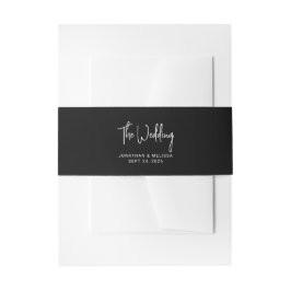 Chic Minimalistisch Black Handwriting Script Weddi Einladungsbanderole