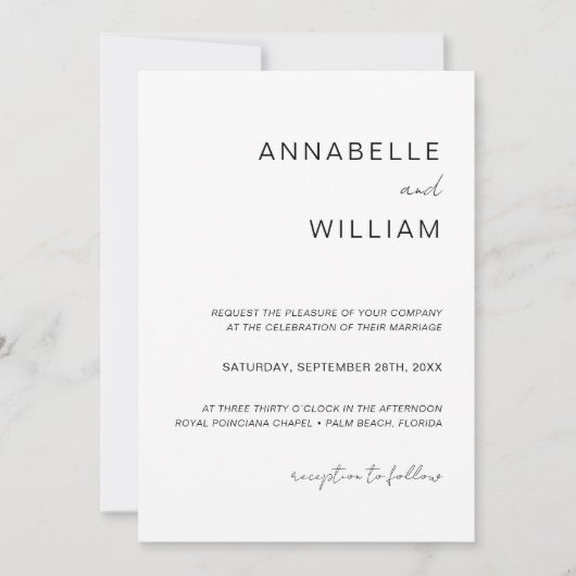 Chic Minimalistisch Black & White Wedding QR Code Einladung (Vorderseite)