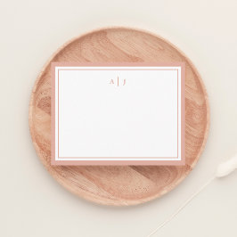Chic Minimalistisch Blush Pink Zwei-Border-Monogra Mitteilungskarte