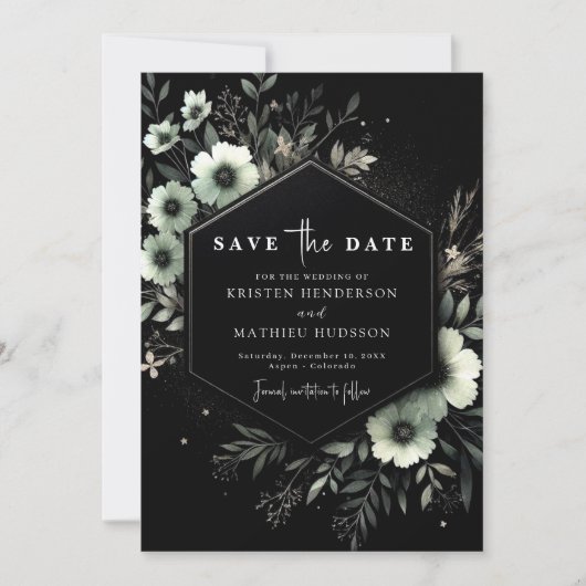 Chic Minimalistisch Botanical Sage Green Wedding Save The Date (Vorderseite)