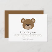 Chic Minimalistisch Brown Bär Geburtstag Dankeskarte (Vorne/Hinten)