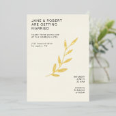 Chic Minimalistisch Champagner Hochzeitsfeier Folieneinladung (Stehend vorne)